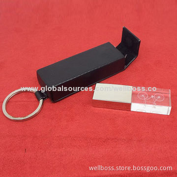 Leather Case Crystal USB Flash Drive in White Color with 512MB to 32GB Memory Capacity RangeNew